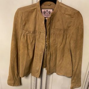 Juicy Couture Ruffled Boho Bohemian Suede Leather Jacket Petite or XS